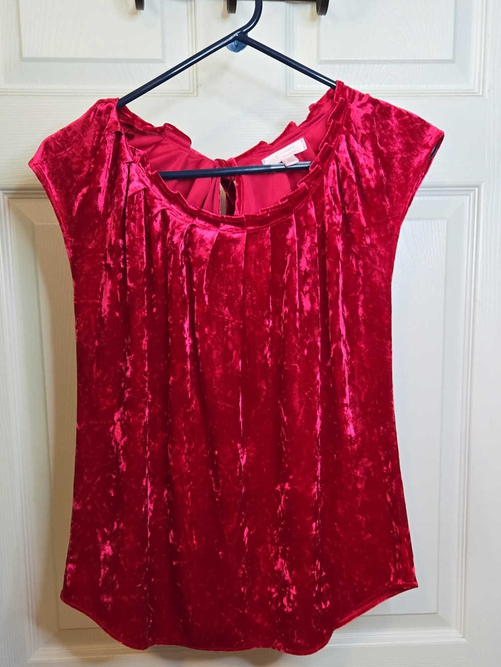 Red Velvet Cap-Sleeve Women's Top